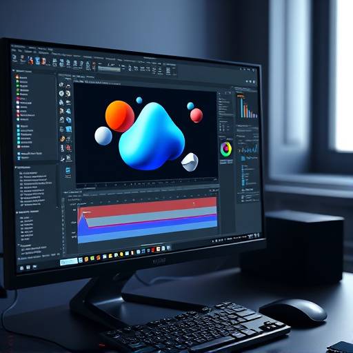Computer screen displaying intricate 3D animation software interface.